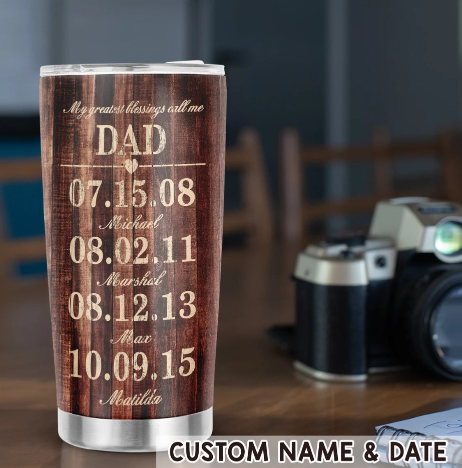 Personalized Dad Tumbler With Kids Names Personalized Tumbler For Dad Fathers Day Gift From Daughter Dad Birthday Gift